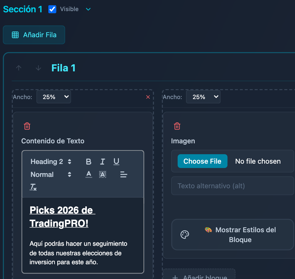 Crea tus propias secciones